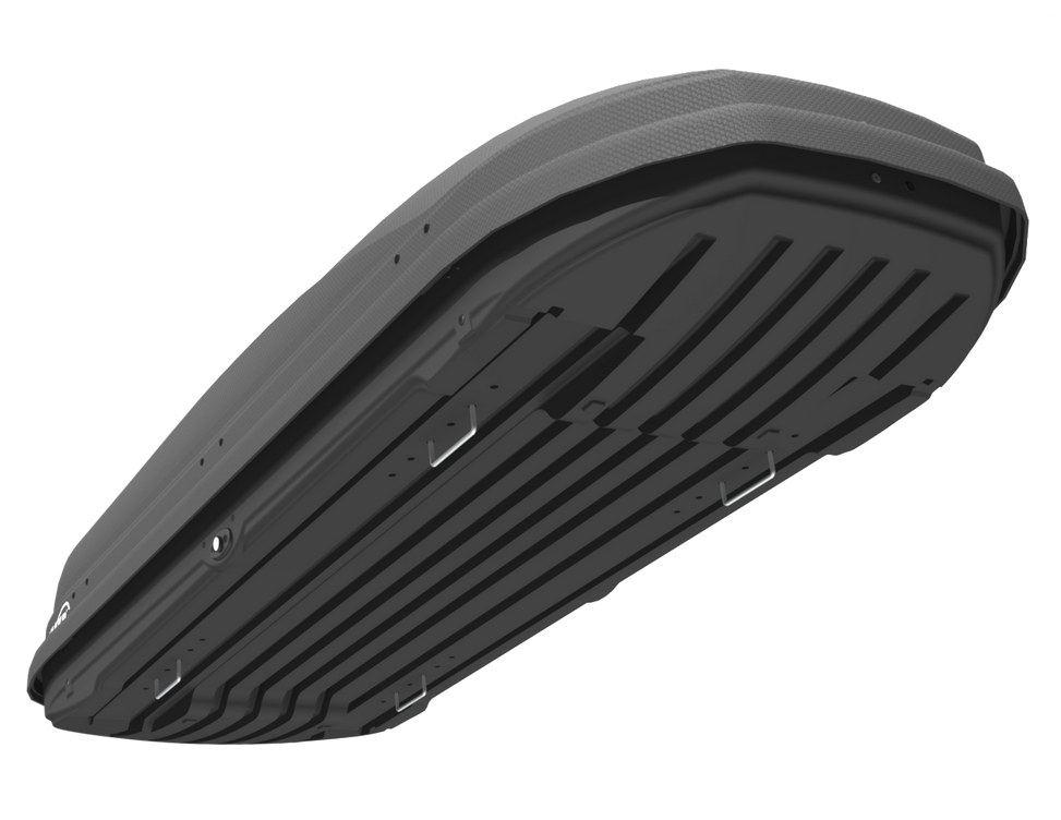 Box dachowy Hakr Magic 320 Carbon – widok od spodu, system mocowania U do belek dachowych